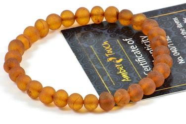 Baltic Amber Bracelet for Adults Made on Elastic Band  Carpal Tunnel Arthritis Headache Migraine Pain Relief RAW Cognac 7 inch