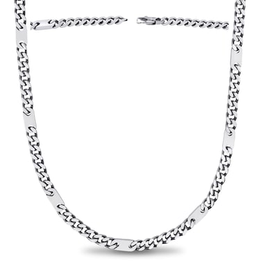 MagnetRX Magnetic Necklace for Men  Effective Mens Magnetic Necklaces  Stainless Steel Silver Curb Chain Necklace with Magnets