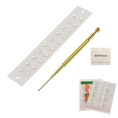 Ear Seeds Acupuncture Kit  20 Pieces  Acupressure with Ears Seed with Bonus Free Chart and Brass Acupressure Probe  for Balance  Wellness transparent20pcs