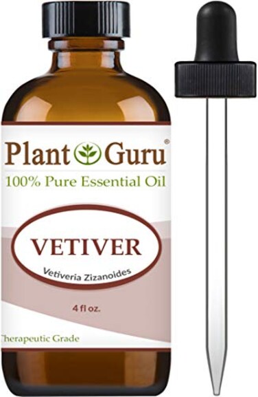 Plant Guru Vetiver Essential Oil 4 oz 100 Pure Therapeutic Grade for Skin Body Aromatherapy