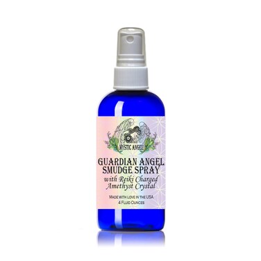 Guardian Angel Smudge Spray with Reiki Charged Amethyst Crystal 4 oz