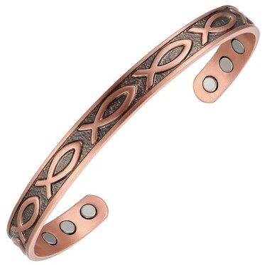 FashtourCopper Bracelet for Women 9999 Pure Copper 3500Gauss Powerful Magnets Bracelets for Couples Fish and Love Pattern Valentines Day Gift Adjustable Set of 2 Gift