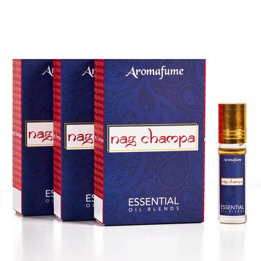 AromafumeNag Champa Essential Oil RollOn Blend 3 x 6ml  3 x 02 Fl Oz  Made with Sandalwood Jasmine Ylang Ylang  Champa flower extracts  Ideal for meditation  rituals  Pure Oil