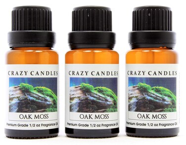 Crazy Candles Oakmoss Very Mild Scent 3 Bottles 12 Fl Oz Each 15ml Premium Grade Scented Fragrance Oil Made in USA Musky but Softer Than Patchouli with Greens and Woodiness