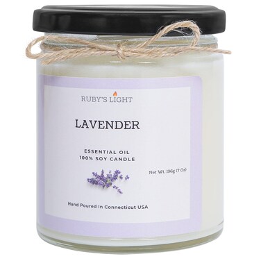 Lavender Essential Oil Candle  Aromatherapy for The Home  9 Oz Glass Jar  AllNatural Soy Candles  Cotton Wick  High Scent  40 Hours Burn Time  Gift for Women  Men