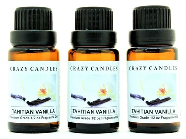Tahitian Vanilla 3 Bottles 12 FL Oz Each 15ml Premium Grade Scented Fragrance Oil by Crazy Candles
