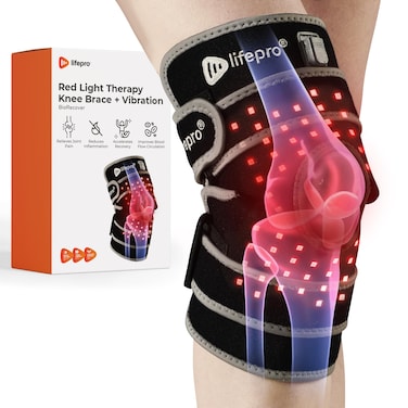 LifePro Vibration Red  Near Infrared Light Therapy Knee Brace  Adjustable Red Light Therapy for Knee Pain Relief Device  Infrared Light Therapy for Faster Recovery  Great for Athletes  Beyond