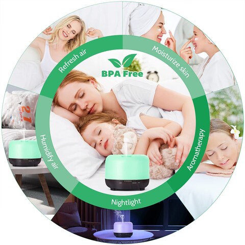 Essential Oil Diffuser Aromatherapy Humidifier 500ml Ultrasonic Aroma Air Vaporizer for Large Room Quiet Mist Humidifiers Remote Control for Small Baby Bedroom Home Black DiffuserBlack