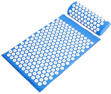 Signature Fitness Acupressure Mat and Pillow Set for BackNeck Pain Acupuncture Products to Relieve Muscle Fatigue Improve Insomnia for Sedentary People Acupuncture Eases Stress Massage Mat Blue