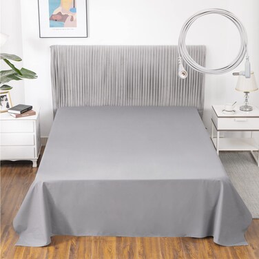 Grounding Sheet King Size Cotton  Silver Fiber Conductive Earthing Flat Top Sheet Grounding Mat for Better Sleep EMF Therapy
