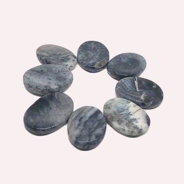 Pachamama Essentials Dendrite or Dendritic Opal Worry Stone Oval Pocket Palm Stone Tumbled Polished Thumb Stones for Anxiety Stress Relief Meditation Crystal Therapy