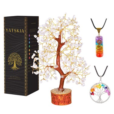 YATSKIA Clear Quartz Crystal Tree  Money Tree of Life  Housewarming Gift  Gemstones and Crystals  Spiritual Decor  Stones and Crystals Good Luck Tree  Metaphysical Gifts