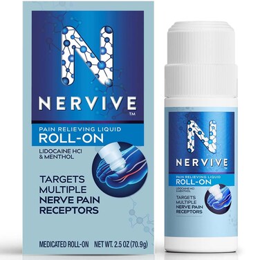 Nervive Nerve Care Pain Relieving Roll On Liquid Max Strength NoMess Topical Pain Reliever with Lidocaine and Menthol for Toes Feet Fingers Hands Legs  Arms 25oz