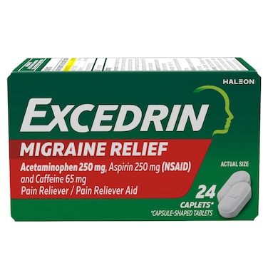 Excedrin Migraine Relief Caplets to Alleviate Migraine Symptoms  24 count