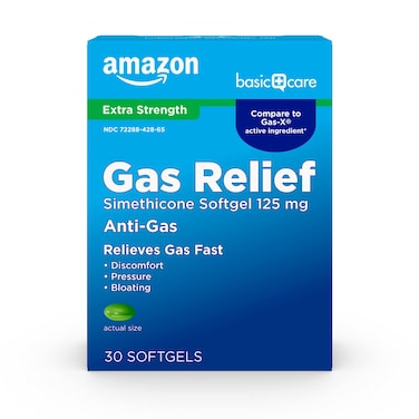 Amazon Basic CareGas Relief Softgels Simethicone 125 mg Extra Strength Antigas 30 Count
