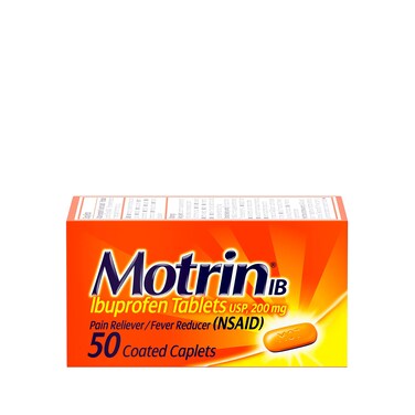 Motrin IB Ibuprofen 200mg Tablets for Fever Muscle Aches Headache  Back Pain Relief 50 ct