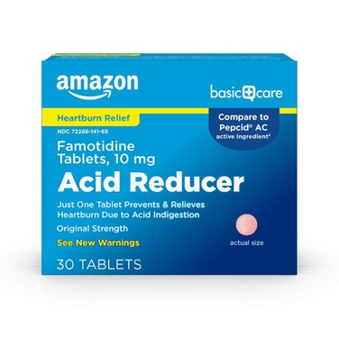 Amazon Basic Care Acid Reducer Famotidine Tablets 10 Mg 30 Count