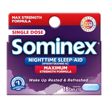 SominexNighttime SleepAid Caplets Maximum Strength 16 ct Pack of 1