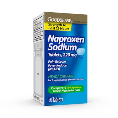 GoodSense Naproxen Sodium Tablets 220 Mg Headache Pain Blue 50 Count