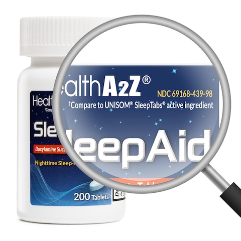 HealthA2Z Sleep Aid  Doxylamine Succinate 25mg  Non HabitForming 200 Counts Pack of 1