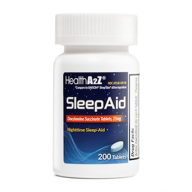HealthA2Z Sleep Aid  Doxylamine Succinate 25mg  Non HabitForming 200 Counts Pack of 1