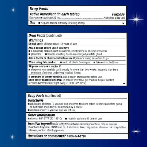 Unisom SleepTabs Nighttime Sleepaid Doxylamine Succinate 16 Tablets