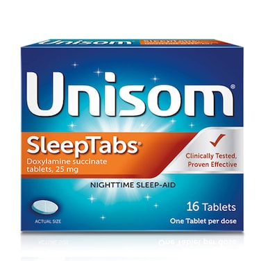 Unisom SleepTabs Nighttime Sleepaid Doxylamine Succinate 16 Tablets