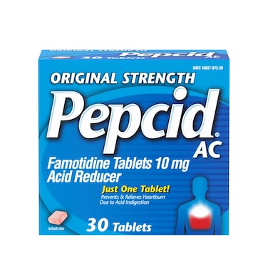 Pepcid AC Original Strength Heartburn Relief Tablets Prevents  Relieves Heartburn Due to Acid Indigestion  Sour Stomach 10 mg Famotidine to Reduce  Control Acid FastActing 30 Ct