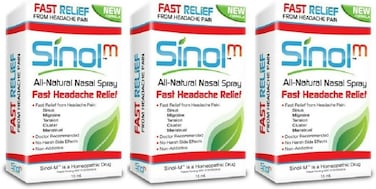 Sinol Headache Relief Spray OverTheCounter Medication Nose Spray for Migraine Cluster Tension Sinus Relief  Nasal Decongestants 15 ml Pack of 3