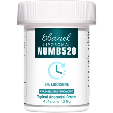 Ebanel 5 Lidocaine Numbing Cream Pain Relief Cream Burn Itch Cream Numb520 Topical Anesthetic Lidocaine Cream Maximum Strength with Vitamin E for Local and Anorectal Uses Hemorrhoid Treatment