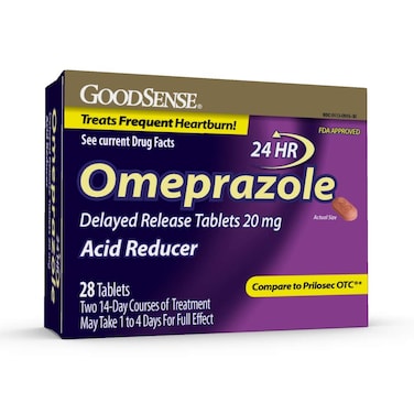 GoodSense Omeprazole Delayed Release Tablets 20 mg Stomach Acid Reducer for Frequent Heartburn Treatment 28 Count