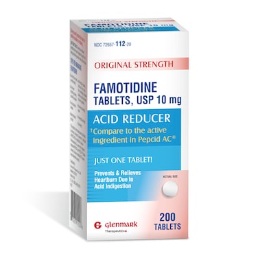 Original Strength Famotidine Tablets 10 mg Acid Reducer for Heartburn Relief 200 Count