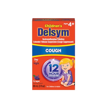 Delsym Cough Suppressant for Children and Adults Grape 3 Fluid Ounce
