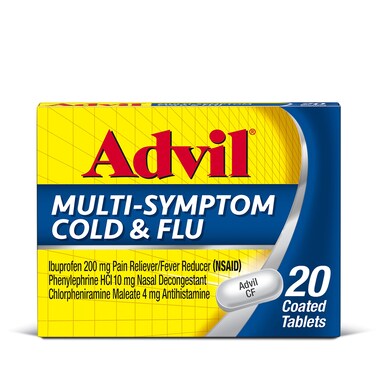 Advil Multi Symptom Cold and Flu Medicine Cold Medicine for Adults with Ibuprofen Phenylephrine HCL and Chlorpheniramine Maleate  20 Coated Tablets