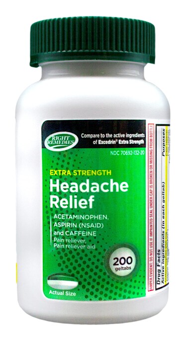 Extra Strength Headache Relief Geltabs with Acetaminophen Aspirin NSAID  Caffeine Value Pack 200 Geltabs Muscle Aches Back  Body Pain Relief Generic Excedrin Extra Strength
