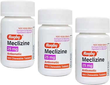 Rugby Meclizine AntiNausea Tablets  25 Mg 100 per Bottle 3 Bottles