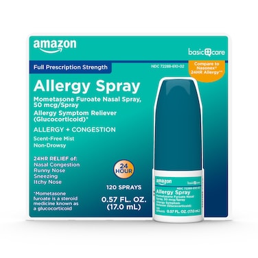 Amazon Basic Care24 Hour Allergy Nasal Kid Spray Mometasone Furoate Nasal Spray 50 mcgSpray NonDrowsy