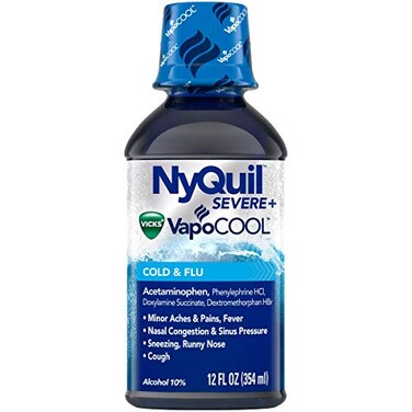 Vicks NyQuil Severe with VapoCOOL Nighttime Cough Cold and Flu Relief Liquid Berry 12 Fl Oz