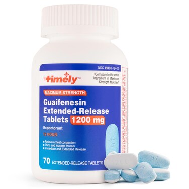 TIMECAP LABS INCTimely Guaifenesin 1200 mg Extended Release Mucus Relief 70 Tablets Maximum Strength for Chest Congestion and Mucus Relief  Lasts up to 12 Hours
