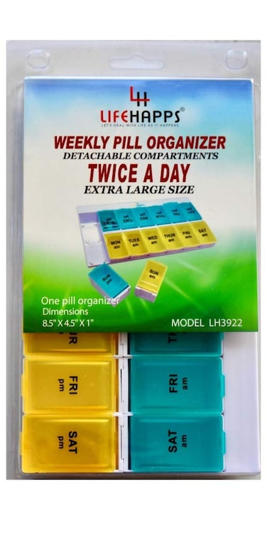 Extra Large Daily Pill Box Weekly Pill Organizer with 7 Day AMPM Twice a Day Storage Case with Detachable Travel compartments for Vitamins Supplements and Medicines by Lifehapps
