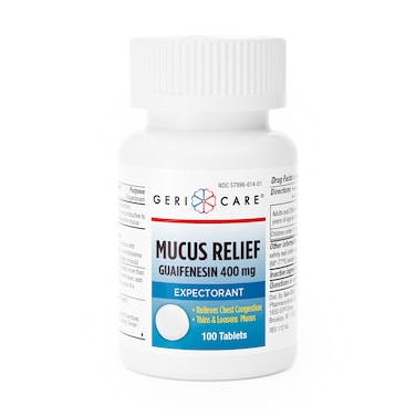 Mucus Relief Tablets by GeriCare  Expectorant for Chest Congestion Relief  Guaifenesin 400mg  100 Count Bottle