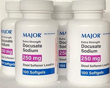 4 Pack Docusate Sodium 250mg Major Laxative Stool Softener 100 Softgels