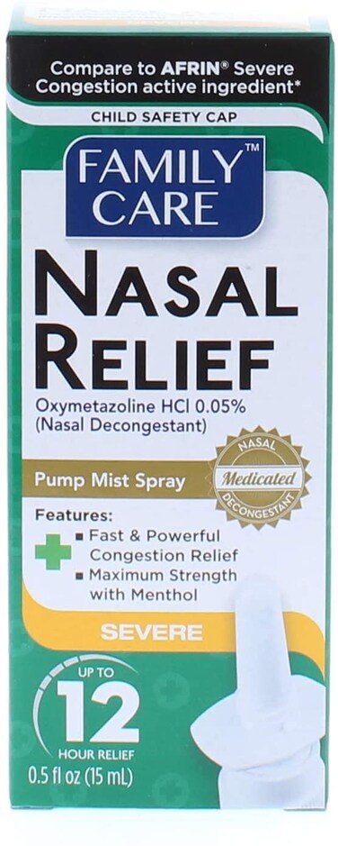 Nasal Relief Spray Pump Mist Antidrip Severe Congestion Oxymetazoline HCI 12 Hours 6 Pack
