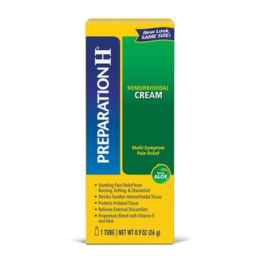 Preparation H Hemorrhoid Symptom Treatment Cream MultiSymptom Pain Relief with Aloe Tube 09 Ounce 1 Tube per Box Pack of 3