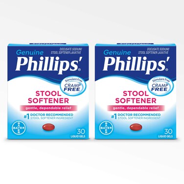 Phillips Stool Softener Liquid Gels 30Count Box Pack of 2