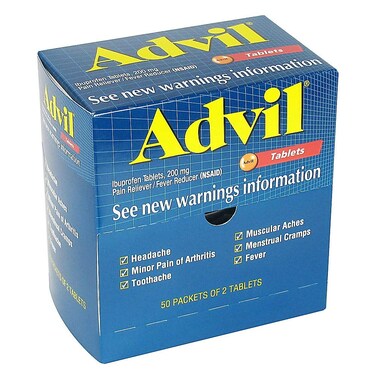 Advil Ibuprofen 200mg 50 Packets of 2 Coated Tablets Pack of 4