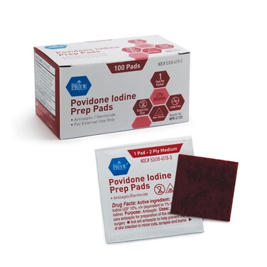 MED PRIDEPovidone Iodine Prep Pads For Wounds Box of 100  Individually Wrapped Iodine Wipes 2Ply Medium Wound Care FirstAid Antiseptic Alcoholfree MedicalGrade 10 Povidone Iodine Packets