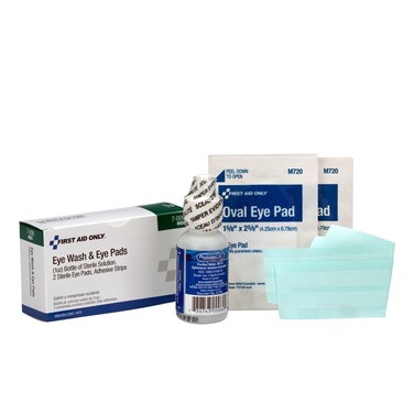 PhysiciansCare 5Piece Eye Wash Kit with Oval Eye Pads First Aid Adhesive Strips  Emergency Eye Rinse
