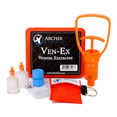 VenEx Snake Bite Kit Bee Sting Kit Venom Extractor Suction Pump Bite and Sting First Aid for Hiking Backpacking and Camping Includes Bonus CPR face Shield by Archer MedTech