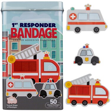 BioSwiss Bandages First Responders Shaped Self Adhesive Bandage Latex Free Sterile Wound Care Fun First Aid Kit Supplies for Kids and Adults 50 Count